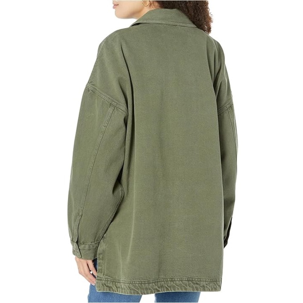 Free People Madison City Twill Jacket Olive Green Women's Casual Jacket - Picture 2 of 5